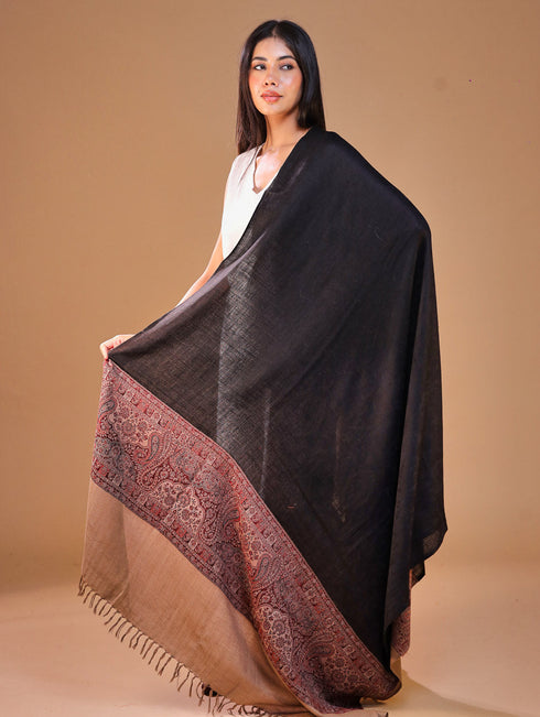 Women Pure Wool Faux Pashmina Jamawar Wool Shawl